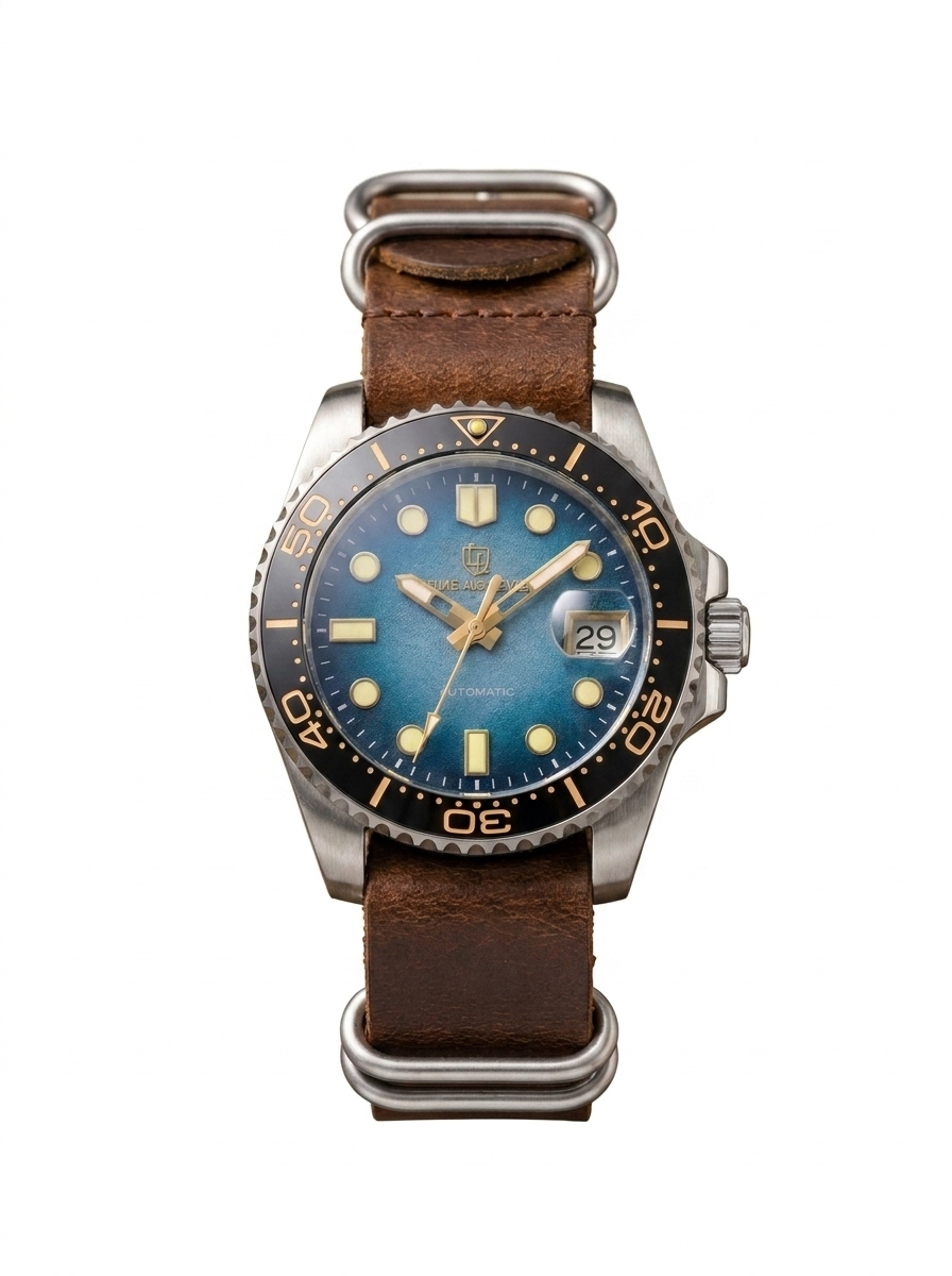 Oceanic Diver on Distressed Leather NATO